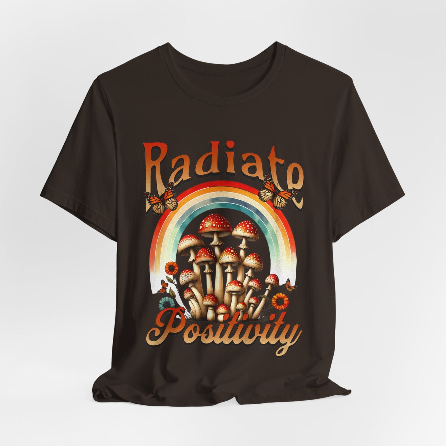 Radiate Positivity Mushroom Rainbow Unisex Jersey Short Sleeve Tee