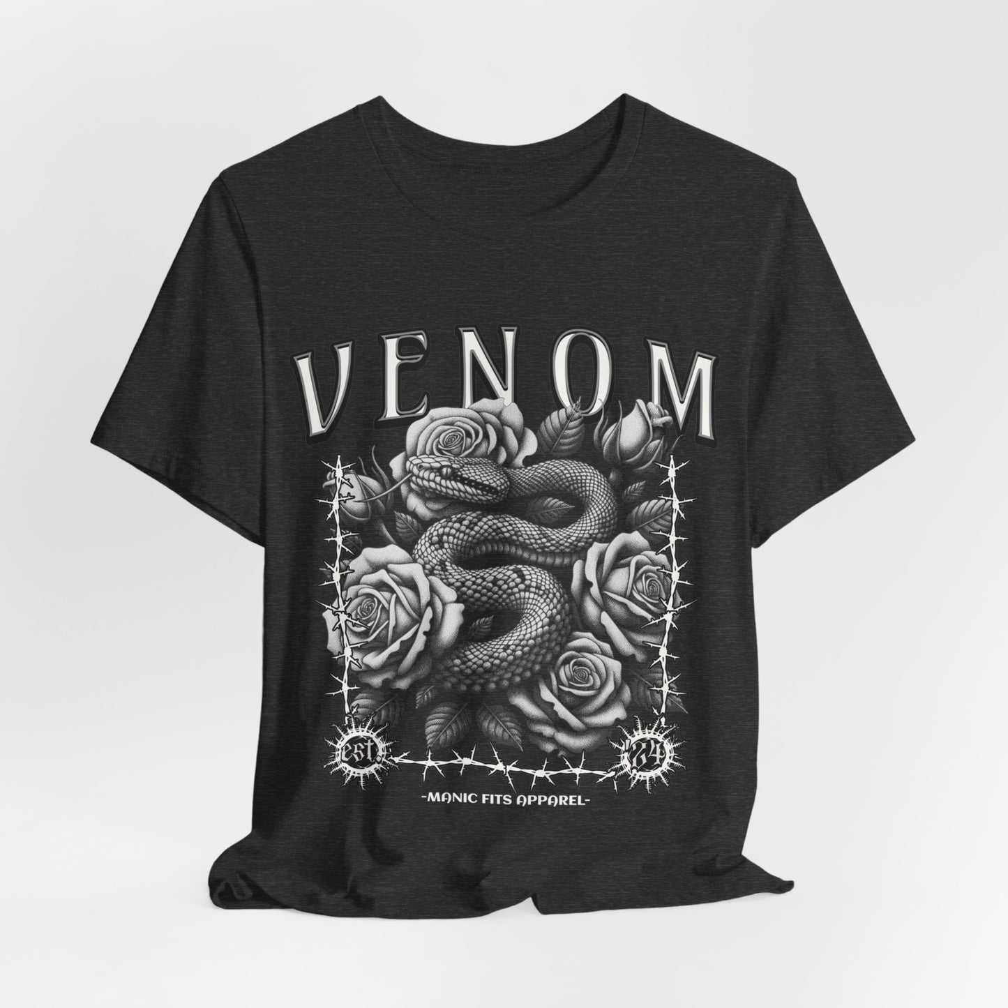 Venom Snake, Barbwire and Roses Jersey Short Sleeve Tee