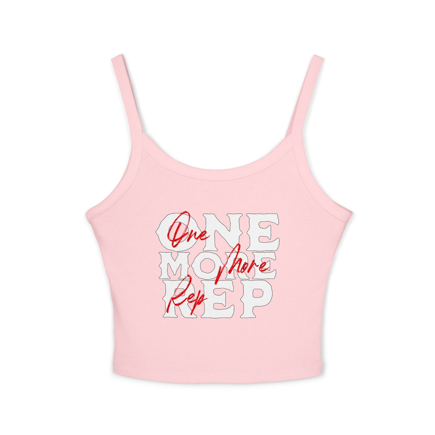 Workout Tank Top — "One More Rep" Motivational Spaghetti Strap Crop