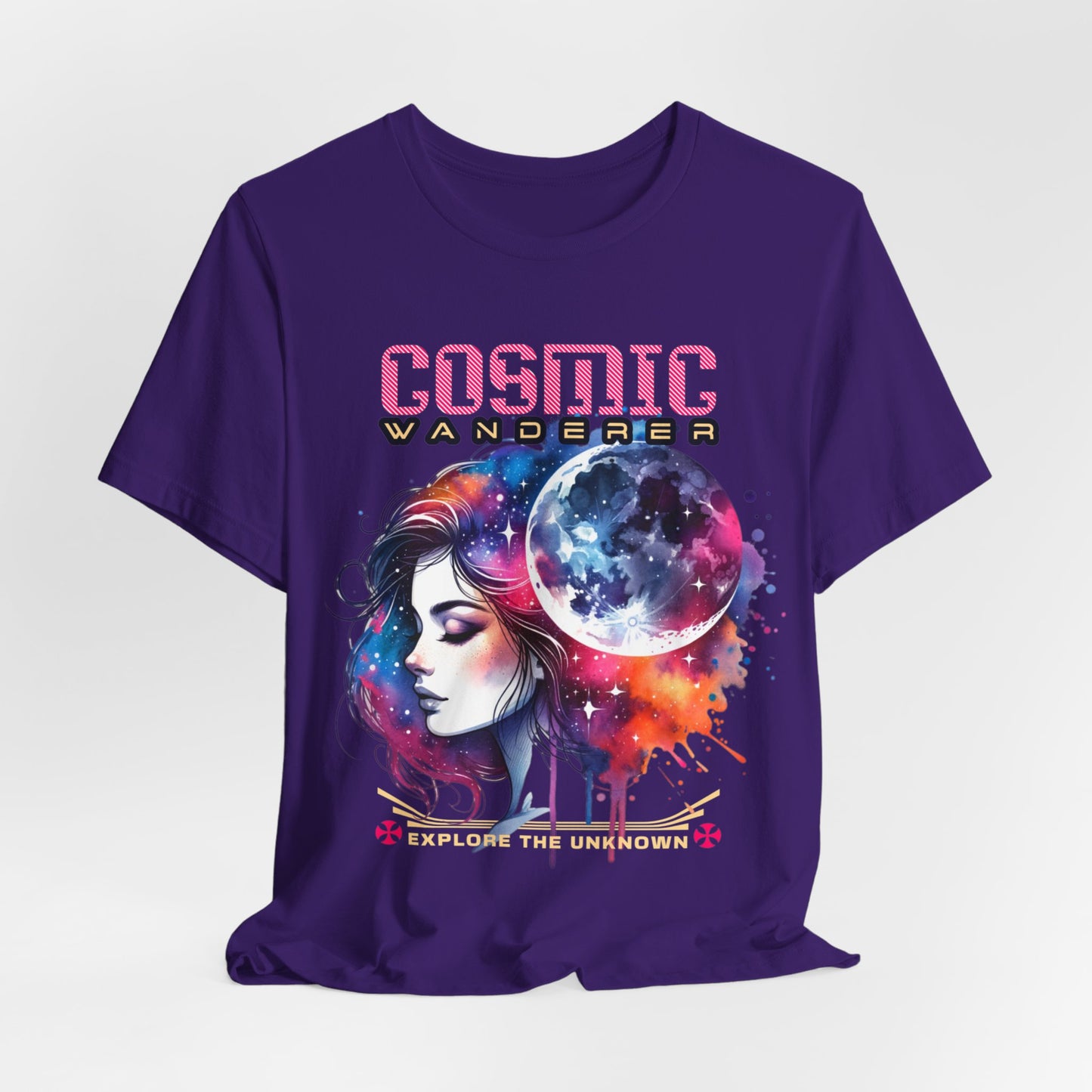 Cosmic Wanderer Space Galaxy Moon Jersey Short Sleeve Tee