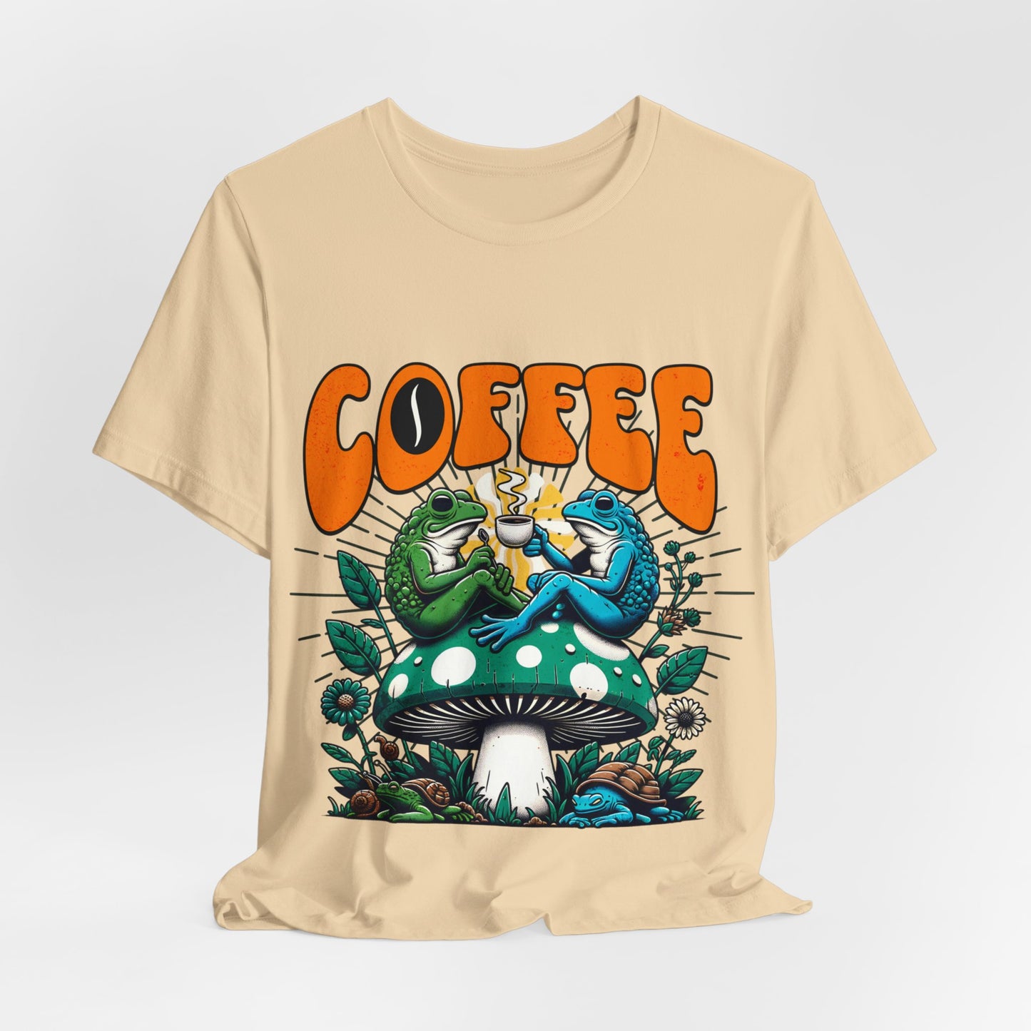 Vintage Frogs Drinking Coffee Unisex Jersey Short Sleeve Tee