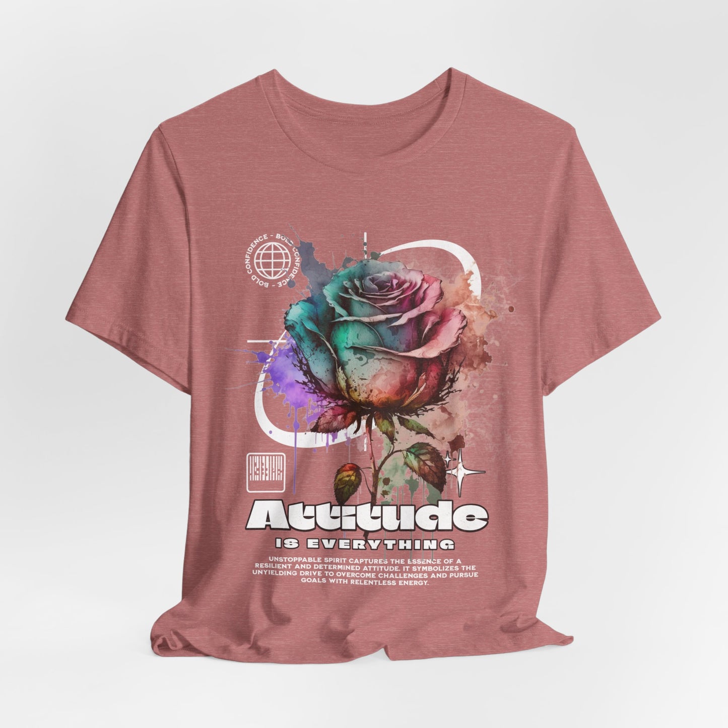 Attitude Is Everything Watercolor Rose Jersey Short Sleeve Tee