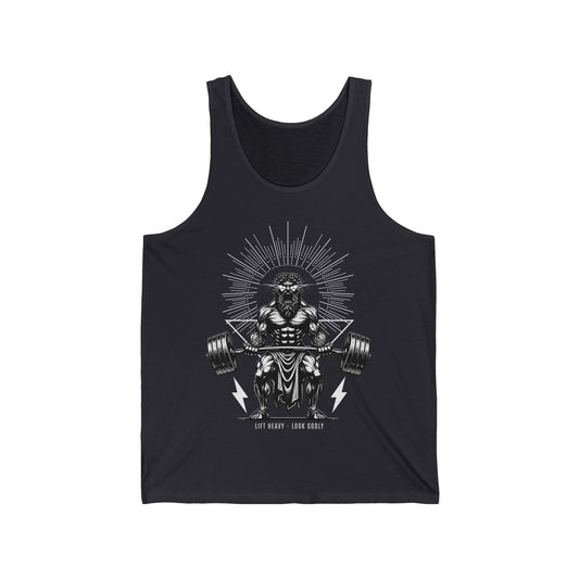 Lift Heavy Look Godly Workout Jersey Tank