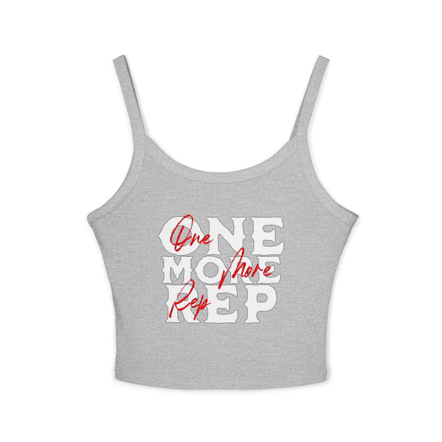 Workout Tank Top — "One More Rep" Motivational Spaghetti Strap Crop