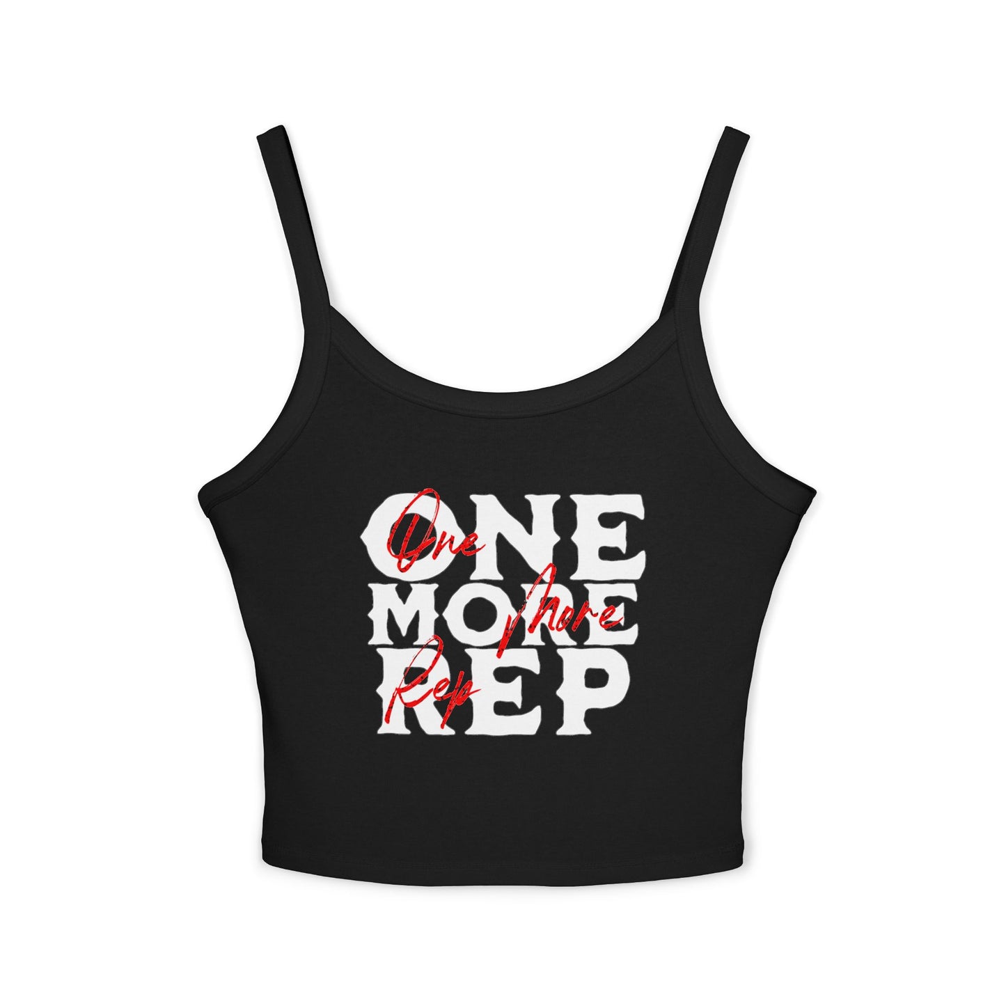 Workout Tank Top — "One More Rep" Motivational Spaghetti Strap Crop
