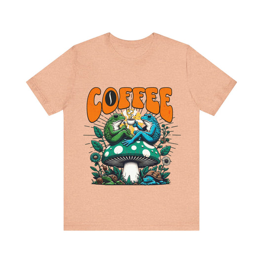 Vintage Frogs Drinking Coffee Unisex Jersey Short Sleeve Tee