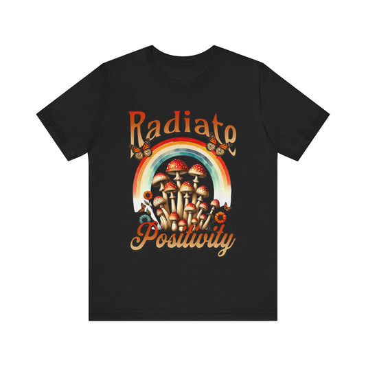 Radiate Positivity Mushroom Rainbow Unisex Jersey Short Sleeve Tee