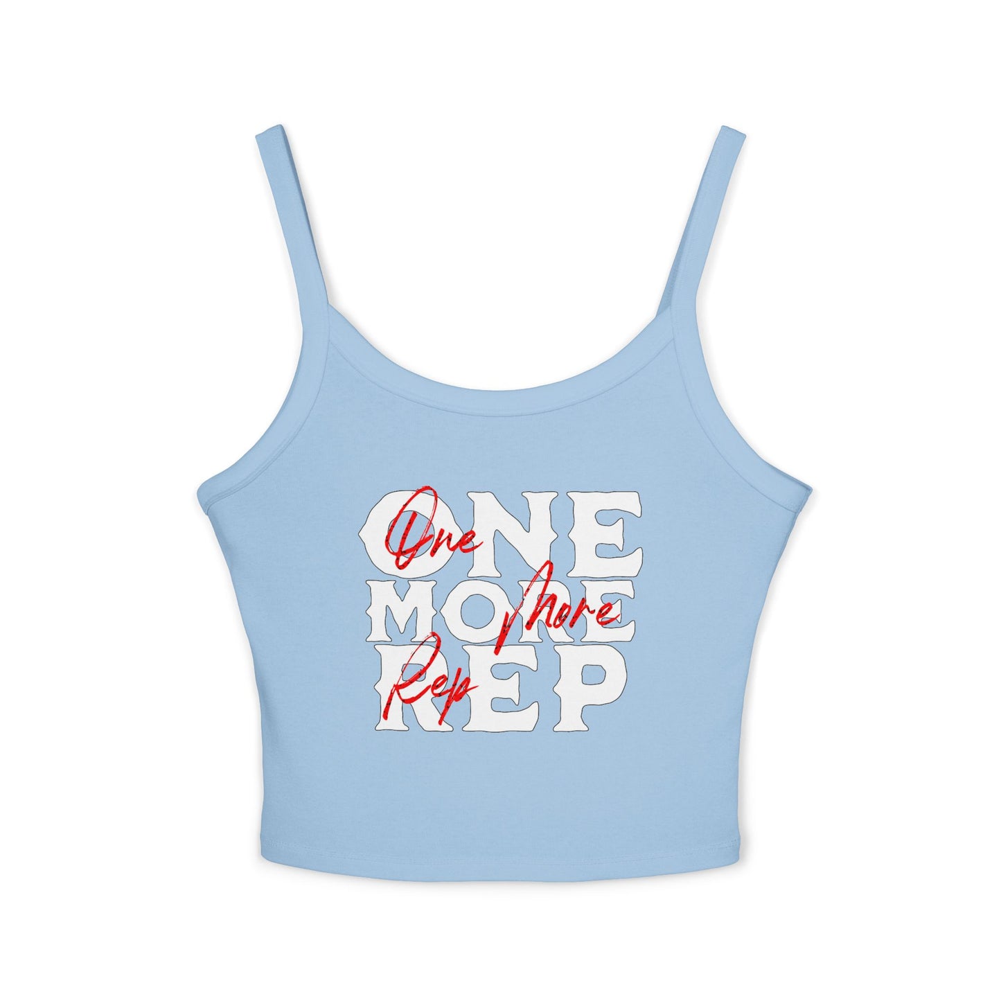 Workout Tank Top — "One More Rep" Motivational Spaghetti Strap Crop